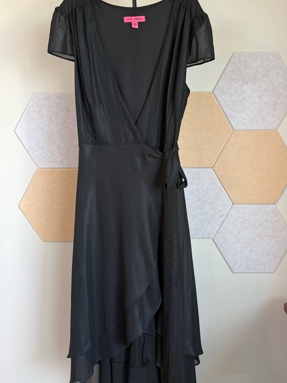 Betsey Johnson Black High-Low Wrap Dress